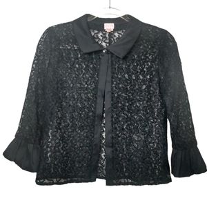 Zoe Ltd black lace bolero shrug jacket girls' size 18 / XL  90s era vintage